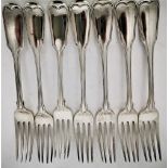 SEVEN SILVER FORKS, various dates: 4 x date letter B for 1797, and maker’s mark of GS for possibly G