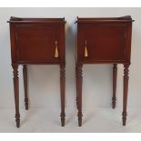 A GOOD QUALITY PAIR OF 20TH CENTURY HANDMADE REGENCY STYLE LOCKERS / BEDSIDE CABINETS, each with thr