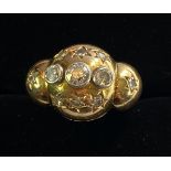 AN 18CT YELLOW GOLD ANTIQUE DIAMOND RING, a fabulous ring from the Romanov Russian school of jewelle