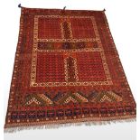 A VERY FINE RARE HATCHLI CARPET, hand woven in the Northern Provinces of Afghanistan c.1980. Materia