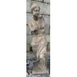 A GARDEN STATUE ORNAMENT, in the form of a female Venus figure, size: 4ft 6 inches tall approx.