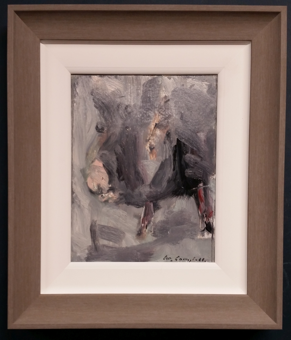 CON CAMPBELL, (IRISH 20/21ST CENTURY), BLACK PIG, oil on board, signed lower right, inscribed verso