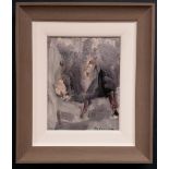 CON CAMPBELL, (IRISH 20/21ST CENTURY), BLACK PIG, oil on board, signed lower right, inscribed verso