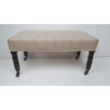 A GOOD QUALITY 19TH CENTURY MAHOGANY DOUBLE STOOL / DUET STOOL/ WINDOW SEAT, in good condition, upho