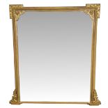 A VERY FINE 19TH CENTURY GILT OVERMANTLE MIRROR, with ivy leaf detail to the top corners, and acanth