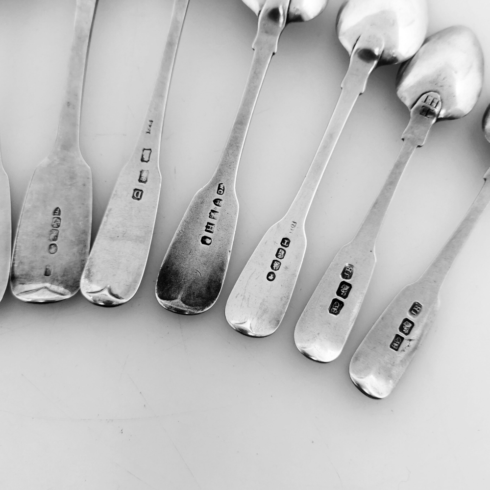 A COLLECTION OF IRISH ANTIQUE SILVER SPOONS, with various date and maker’s marks, including; PM for - Image 4 of 5