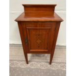 A VERY FINE MAHOGANY & SATINWOOD INLAID CABINET / LOCKER, with a raised back gallery, over a single