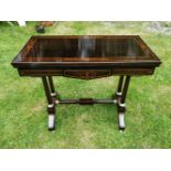 A VICTORIAN ‘AESTHETIC MOVEMENT’ EBONY CARD TABLE, circa 1880, with satinwood inlay throughout, rect
