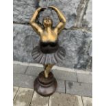 A BRONZE BALLERINA DANCER ORNAMENT, 19 x 8 x 8 inches approx.