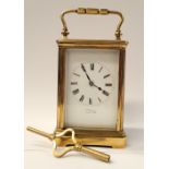 A VERY GOOD FRENCH MADE BRASS CARRIAGE CLOCK, Hamilton & Co of Calcutta, nice sound to chime, 12.5 x