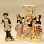 A MIXED LOT: (i) A Large flat back with three figures dancing, with a pocket watch holder to the top