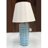AN ART DECO IRISH CERAMIC POTTERY LAMP with Deco Dublin label to base ALONG WITH A MID CENTURY BLUE