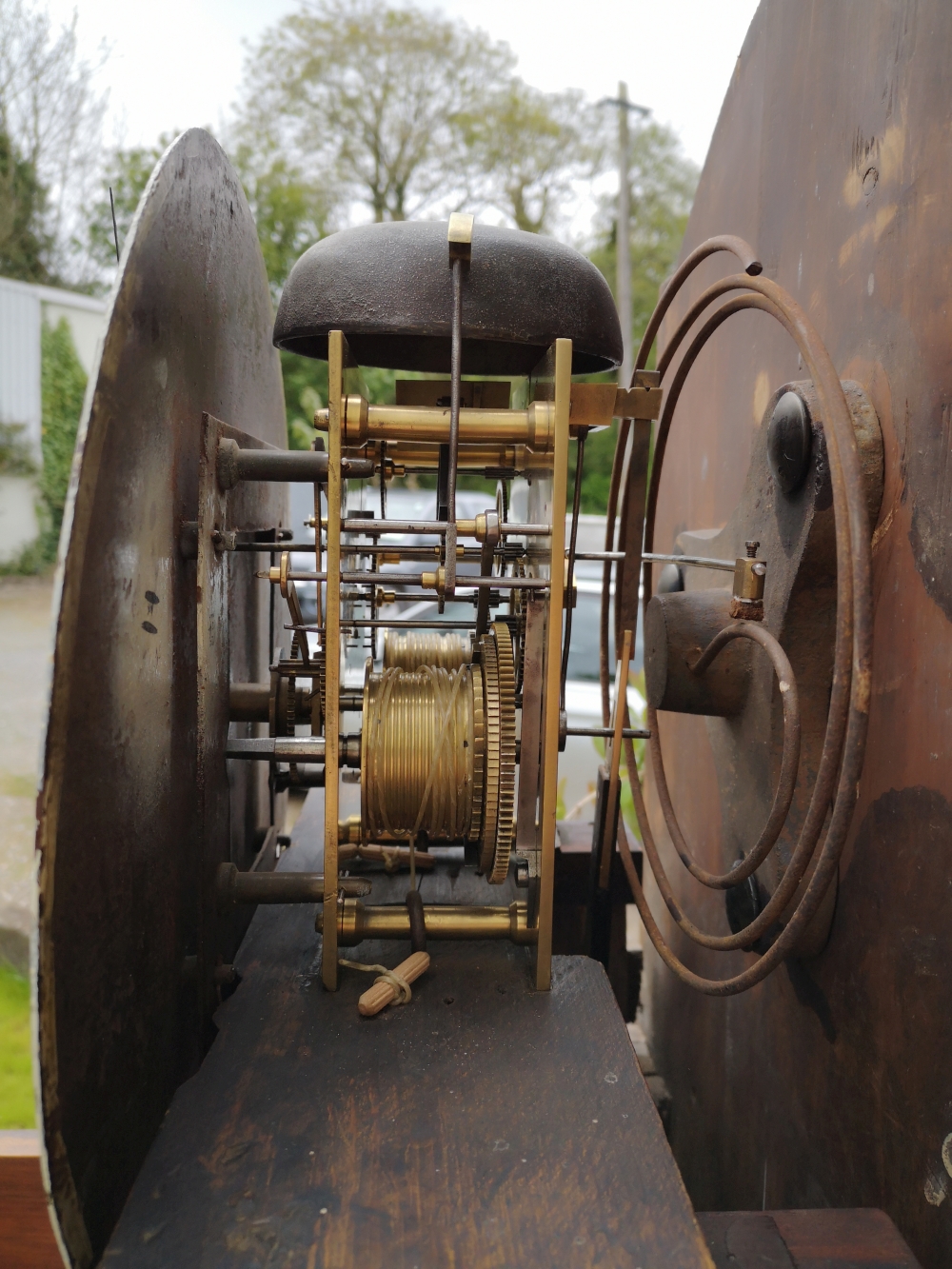 A VICTORIAN OAK CASED PROVINCIAL DOMESTIC REGULATOR GRANDFATHER CLOCK, name on the clock face: L. E. - Image 5 of 7