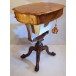 A VERY FINE LATE 19TH CENTURY BURR WALNUT SIDE TABLE / WORK TABLE / LAMP TABLE, with a single frieze