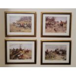 A SET OF FOUR FRAMED HUNTING PRINTS, after George Wright, each: 42 x 34cm frame, 29.5 x 21.5cm print
