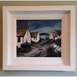 PATRICK MURPHY, (IRISH, 21ST CENTURY), COASTAL VILLAGE, oil on board, signed lower left, 45 x 40cm a