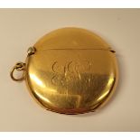 A 19TH 18CT YELLOW GOLD VESTA CASE, Sheffield, maker’s mark H, W & Co. Ld, date letter of O. 28.41g