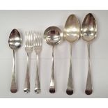 MIXED SILVER WARE LOT MOSTLY 18TH CENTURY: includes; 2 x forks, London, date letters p & b for 1790