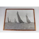 Beken & Son, Cowes, a framed photograph of five yachts, "'Lulworth', 'Shamrock', 'Westward', '
