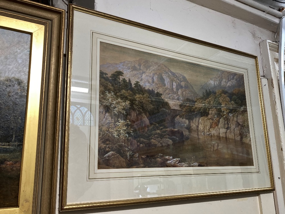 Attributed to Charles Vacher (1818-1883), mountainous river landscape, watercolour, unsigned, with