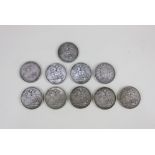 A collection of ten George III 1819 and later crowns