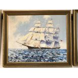 H Allard (20th century) sailing ship Joyce in full sail, oil on panel, signed, 48cm by 60cm