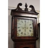 A 19th century oak and mahogany longcase clock, the square 14inch painted dial, with Roman and