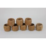 A set of eight Robert Thompson Mouseman serviette rings octagonal form with carved signature