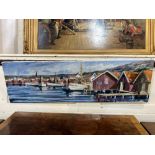 20th century school, Swedish harbour view, Hunnebostrand, oil on canvas, inscribed and