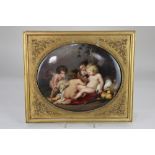 A 19th century Berlin KPM oval porcelain plaque, after Peter Paul Rubens, Jesus, St. John and Two