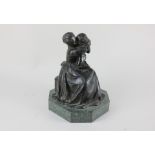 Phoebe Stabler, a bronze figure group of a mother and child embracing, mounted on an octagonal green