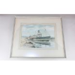 Local interest, A Nikolsky (20th century), view of a paddle steamer, inscribed in pencil to mount "