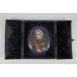 After Hoppner, a 19th century enamelled framed portrait miniature of Viscount Lord Nelson, the front