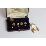 A group of gold studs and two single cufflinks 13.4g - mixed carats