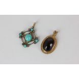 A turquoise and rose diamond pendant; and a hardstone pendant
