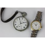 A pocket watch and a bracelet watch