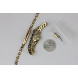 A lady's 9ct gold Rotary watch on a replaced rolled gold bracelet, a rolled gold watch bracelet, a