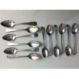 A set of six George III silver Old English pattern bright cut teaspoons, maker Hester Bateman,