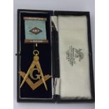 Of Masonic interest. An 18ct gold Leinster lodge badge and ribbon; an 18ct jewel; two silver lodge
