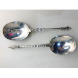 A pair of Victorian silver apostle serving spoons, maker William Hutton and Sons, London 1899, 3oz