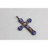 An Italian micro-mosaic cross pendant