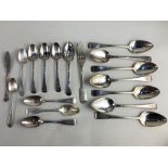 A set of three George III silver Old English pattern dessert spoons, makers William Eley & William