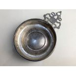 A Victorian silver porringer bowl with single pierced handle, maker Josiah Williams and Co.,