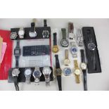 A collection of twenty wrist and bracelet watches including a Seiko Memo Diary watch