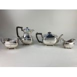 A George V silver four piece tea set, maker Harrison Brothers & Howson, Sheffield 1920 and 1921,
