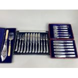 A cased set of six George V silver fish knives and forks, makers Vander & Hedges, London 1927,