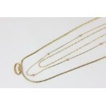 Two 9ct and one 14ct gold necklace 13 g