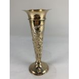An Edward VII silver gilt bud vase, maker William Comyns & Sons, London 1901, with embossed iris