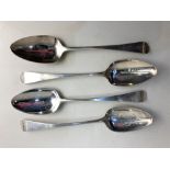A set of four George III silver Old English pattern table spoons, maker Thomas Wallis II, London