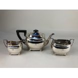 A George V silver three piece tea set, maker Harrison Brothers & Howson, Sheffield 1929, stamped